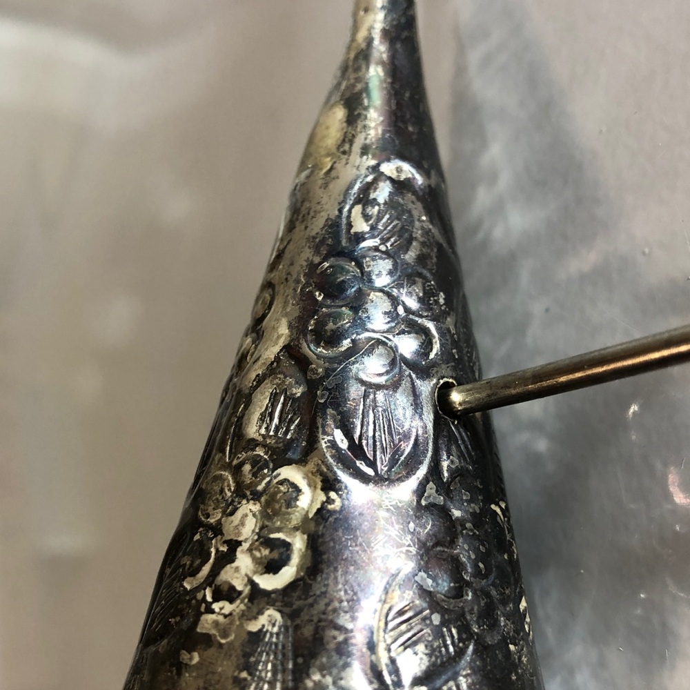 Vintage Silver Tusie-Mussie Flower Bouquet Holder or Candle Snuffer - Picture 7 of 16